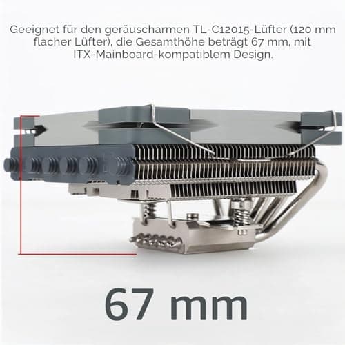 TR AXP120-X67 Low-Profile-CPU-Luftkühler mit 120mm TL-C12015 PWM Lüfter, 6 Heatpipes, 67mm Höhe, für AMD AM4 AM5/Intel 1700/1150/1151/1155/1200/2011 Bild 6