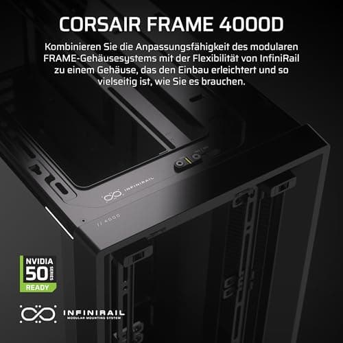 CORSAIR Frame 4000D Modulares Mid-Tower ATX PC-Gehäuse – Hoher Luftstrom, InfiniRail™ Ventilator-Montagesystem, ASUS BTF, MSI Project Zero, Gigabyte Project Stealth – Schwarz Bild 3