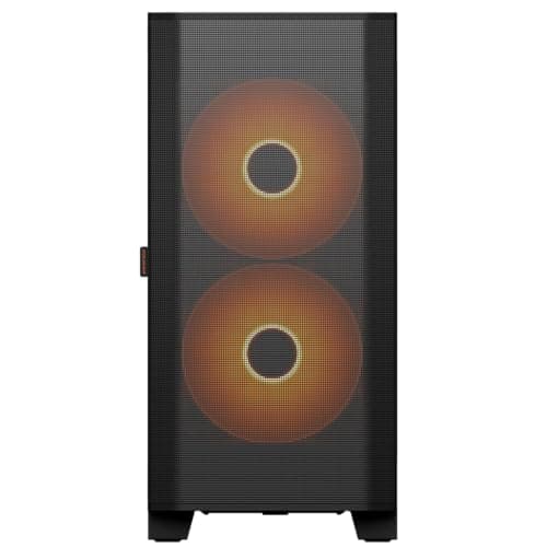COUGAR AIRFACE Flow, Mid-Tower-Gehäuse, bis zu 10 Lüfter unterstützbar, 2 x 180-mm-ARGB-PWM-Lüfter an der Front, kompatibel mit bis zu 360-mm-AIO-Kühlung, 190-mm-Aircooler (Schwarz) Bild 8