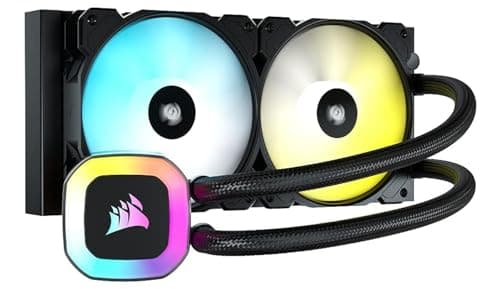 CORSAIR H100 RGB-Flüssig-CPU-Kühler - 240mm AIO - SP120 RGB ELITE Lüfter - Passend Für Intel LGA 1200/115X/2066, AMD AM4 - Motherboard ARGB Adapter Enthalten - Schwarz 240mm Kühler Bild 2