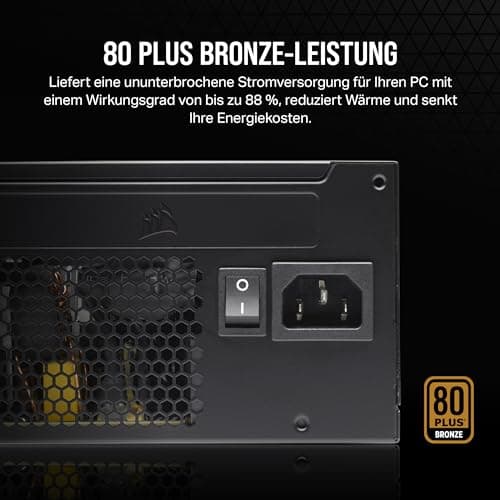 CORSAIR CX550 ATX 550W Netzteil - 80 Plus Bronze Zertifiziert - Geräuscharm - Ummantelte Kabel - Nicht Modular - EU - Schwarz Bild 7