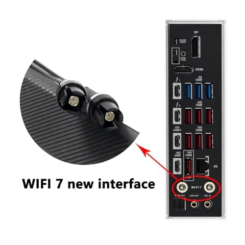 JINTAI WiFi 7 tragbare drahtlose Netzwerkantenne mit Magnetfuß für Gigabyte Z890 B850M B860M Elite WIFI6E Ice B850 X870E B860 B860I Z890 Z890M B850 B850M B850I B650E Z890 B850M 0 B85 0 m (schwarz) BLACK Bild 8