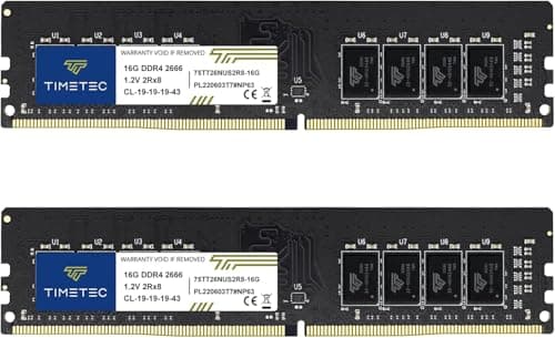 Timetec 32 GB KIT (2 x 16 GB) DDR4 2666 MHz (PC4-2666V) PC4-21300 UDIMM Desktop-RAM – Non-ECC Unbuffered, 288 Pin, 1,2 V, CL19 DIMM-Speichermodul 32GB(2x16GB) Bild 4