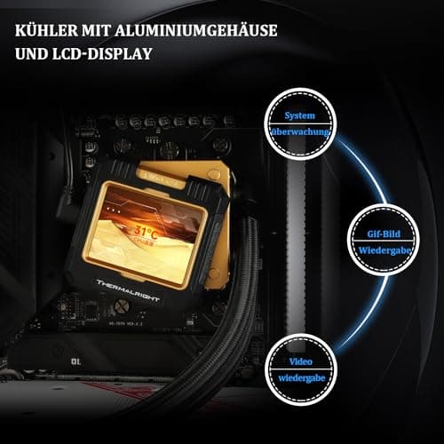 Thermalright FW 360 Schwarz ARGB CPU-Wasserkühlung mit 3 PWM-Lüftern, IPS 320 * 240 Auflösung LCD-Bildschirm, flüssiger CPU-Kühler für AMD/Intel PC Aio-Kühler: AM4/AM5/LGA1700/1851 FW 360 BLACK ARGB Bild 8
