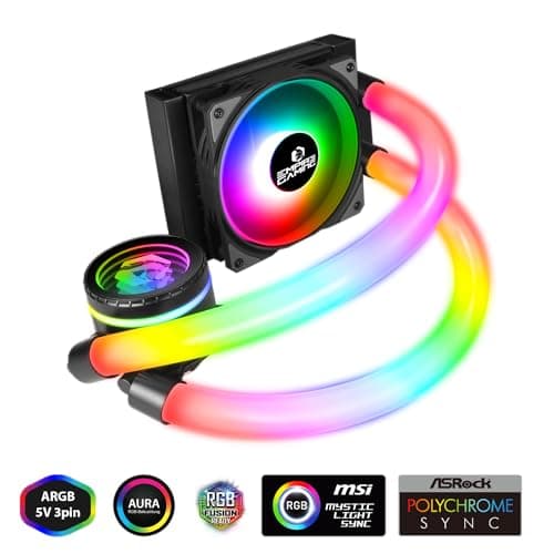 EMPIRE GAMING Guardian P-W120 Watercooling AIO PC Gamer – CPU Kühlung Flüssigkeit ARGB 3 Pins 5V – 1x120MM – Intel LGA 1700/1200/115X/1366/2066/2011, AMD AM5/AM4 – Schwarz 120MM-Black Bild 4