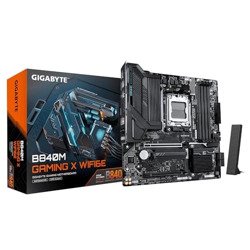 GIGABYTE B840M Gaming X WIFI6E Mainboard – AMD Ryzen 9000 CPUs, 8+2+2-Phasen-VRM, bis zu 8200 MHz DDR5 (O.C.), 2× PCIe-4.0-M.2, Wi-Fi 6E, 2,5-GbE-LAN, USB 3.2 Gen 1