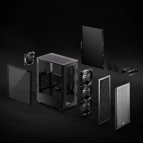 XPG Valor MESH (kompaktes ATX-Mid-Tower-Gehäuse, MESH-Frontpanel-Design, 3mm-gehärtetes Glas-Seitenpanel, vorinstallierte x4 120mm Lüfter) Bild 3