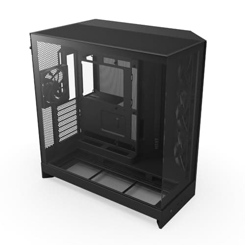 NZXT H9 Flow (2025) – Großes Dual-Kammer ATX Mid-Tower Airflow PC-Gehäuse – Enthält 3 x 140mm & 1 x 120mm Lüfter – 420mm Radiatorunterstützung – Gehärtetes Glas – Back-Connect bereit – Schwarz Schwarz Flow Bild 2