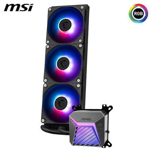 MSI MAG CORELIQUID A15 360 AIO CPU Liquid Cooler - Kupfersockel mit voller Abdeckung, verbessertes Wasserkanaldesign, ARGB GEN2, CycloBlade 9 Lüfter, Split-Flow Radiator, Lüfter mit Rifle-Lager Bild 6