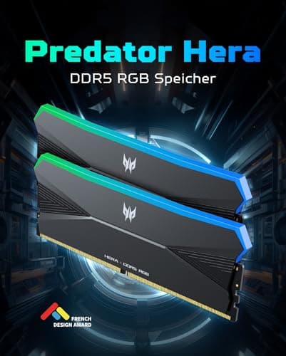 Acer Predator Hera DDR5 RGB RAM 32GB (16GBx2) bis zu 6400MHz CL32 - Unterstützt Intel XMP 3.0 & AMD EXPO - PC Computer Gaming Arbeitsspeicher - Schwarz 32GB (16GBx2) 6400MHz CL32 Schwarz Bild 4