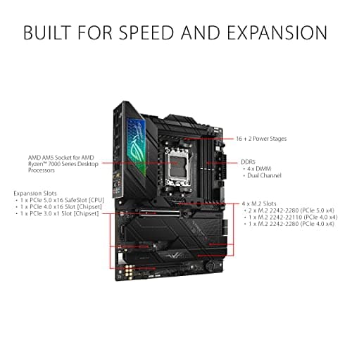 ASUS ROG Strix X670E-F Gaming WiFi Mainboard Sockel AMD AM5 (Ryzen 7000, ATX, DDR5 Speicher, 4X M.2, USB 3.2 Gen 2x2, PCIe 5.0, Q-Release, M.2 Backplate, WiFi 6E, Aura Sync), Divers Bild 4