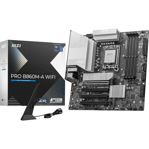 MSI PRO B860M-A WiFi Mainboard, mATX - Unterstützt Intel Core Ultra Prozessoren (Series 2), LGA 1851-12 DRPS, DDR5 Memory Boost (8600+ MT/s OC), PCIe 5.0 x16 & 4.0 x16, M.2 Gen5, Wi-Fi 7, 5G LAN