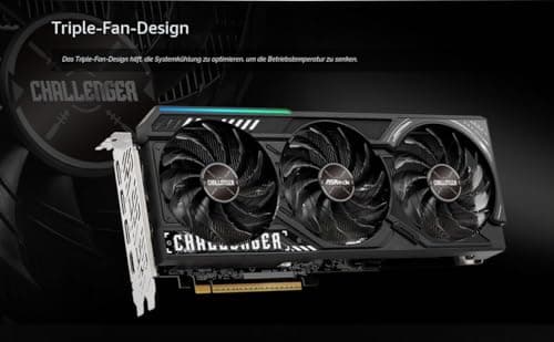 ASRock Radeon RX 9070 XT Challenger 16 GB OC-Grafikkarte, AMD RDNA 4 Architektur, 2970 MHz Boost Clock, 16 GB GDDR6, PCIe 5.0, DisplayPort 2.1a, HDMI 2.1b, Triple Cooling Bild 6