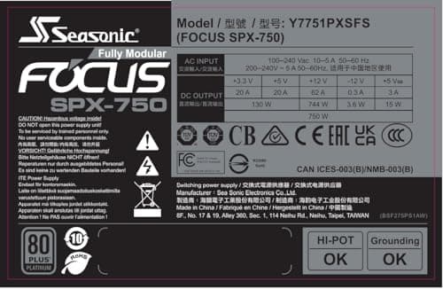 SeaSonic Focus SPX-750 750W ATX12V / SFX12V 80 Plus Platinum, Black Bild 6