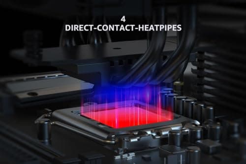 ID-COOLING FROZN A410 Black - Schwarzer Luft-CPU-Kühler, 4×Ф6mm Heatpipes, 120x120x25mm FDB-Lüfter, TDP 220W, kompatibel mit Intel LGA1700/1851/1200/115X und AMD AM4/AM5 (152 mm Höhe). Bild 4