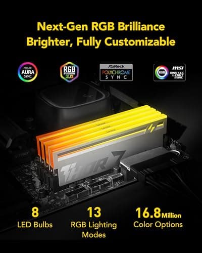 Lexar THOR Z Series RGB DDR5 RAM 32GB Kit (2x16GB) 6000 MHz CL36, DRAM 288-Pin UDIMM Desktop-Speicher, Hochleistungs Gaming Computerspeicher unterstützt Intel XMP 3.0/AMD Expo, On-die ECC, 1.4V Silber THOR Z 6000 MHz 32GB Kit (2x16GB) RGB CL36 Silber Bild 8