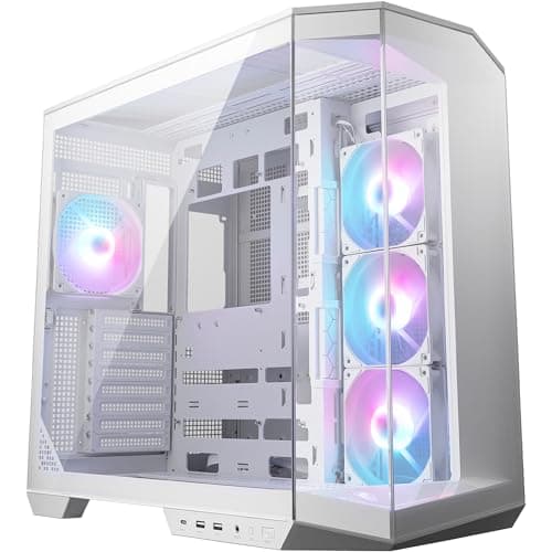 MSI MAG PANO 100R PZ Weiß ATX PC-Gehäuse - ATX-Kapazität & Back-Connect Mainboard Unterstützung, Vertikale GPU-Halterung, GPU-Halterung, Staubfilter, Doppelkammer, USB 20Gbps Typ-C