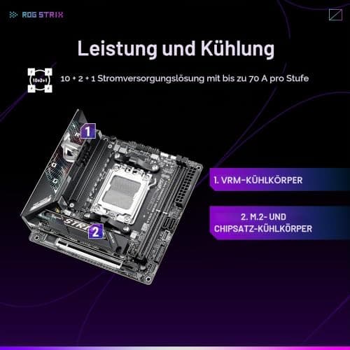 ASUS ROG Strix B850-I Gaming WiFi AMD AM5 B850 Mini-ITX mITX Motherboard 10+2+1 Stufen, DDR5, 2.5G LAN, WiFi 7, 2X M.2, PCIe® 5.0 x16, USB 20Gbps Type-C®, AI Overclocking, AI Networking II, Aura Sync Bild 6