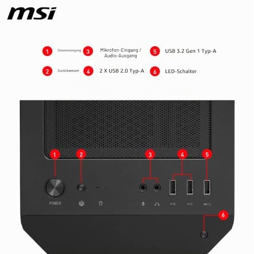 MSI MAG Forge M100R Mini-Tower PC-Gehäuse, gehärtetes Glas, unterstützt Micro-ATX & Mini-ITX, Mesh-Front, 4X 120mm ARGB Lüfter mit Hub Controller, Magnetischer Staubfilter, USB 3.2 Gen 1 Typ-A Bild 7