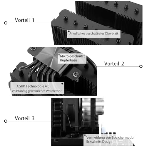 TR-Thermalright Peerless Assassin 120 SE Black CPU Luftkühler, Dual Tower und Lüfter mit 6 Heatpipes,2xTL-C12C PWM Lüfter mit 1550U/min,für AM5/AM4,Intel LGA1851/1700/1150/1151,Schwarz PC-Kühlung Bild 8