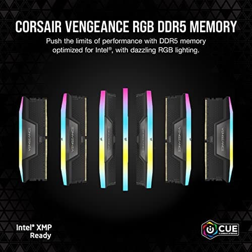 CORSAIR Vengeance RGB DDR5 RAM 64GB (2x32GB) Bis zu 5600MHz CL40 Intel XMP 3.0 Desktop-Arbeitsspeicher – Schwarz (CMH64GX5M2B5600C40) Bild 4