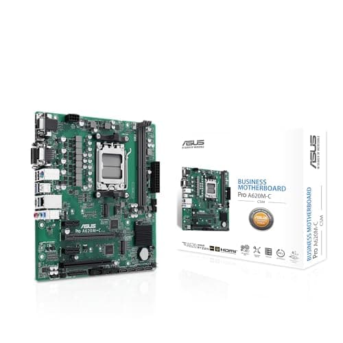 ASUS PRO A620M-C-CSM Mainboard Sockel AMD AM5 (Ryzen AM5, mATX, DDR5, M.2 PCIe 4.0, 1Gb Ethernet, USB 3.2 Gen 2 Type-C, Front USB 3.2 Gen 1 Header)