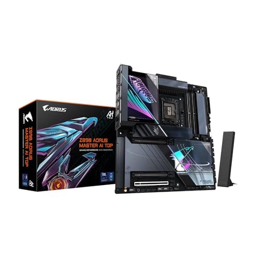 GIGABYTE Z890 AORUS Master AI TOP Intel Core Ultra (Serie 2) LGA 1851 Motherboard, E-ATX, DDR5, 4X M.2, PCIe 5.0, Thunderbolt 4, WIFI7, 10GbE LAN, EZ-Latch