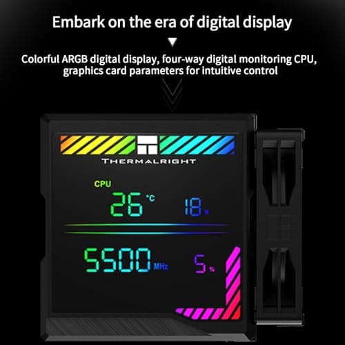 Thermalright Peerless Assassin 140 Digital Black CPU-Kühler, Doppeltürme und Doppelventilator-Kühlung, CPU-Luftkühler, ARGB Digital Screen Top Cover, für AM4/AM5, Intel LGA1851/1700/115X/1200/2011 Schwarz Bild 4