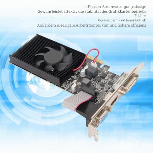 1 GB DDR3-Grafikkarte, 64 Bit 589 MHz 1 GB DDR3-Grafikkarte mit Leisem Lüfter, DVI-VGA-HDMI-Schnittstelle, PCI Express 2.0x16 für Büro und Spiele Bild 8