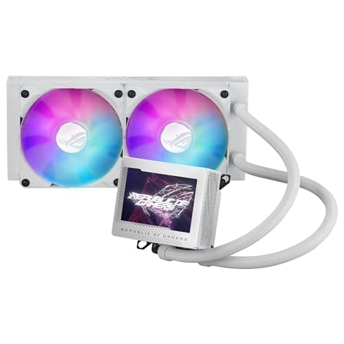 ASUS ROG Ryujin III 240 ARGB White Edition All-in-One Flüssig CPU-Kühler (3,5 Zoll LCD, Asetek-Pumpe der 8. Generation, 2x ROG 120mm Radiator mit magnetischen Daisy-Chain ARGB-Lüftern, weiß) Bild 3