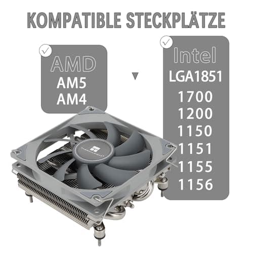 TR-Thermalright AXP90 X36 CPU Kühler-4 Heatpipes, leiser 92mm Low Profile Lüfter-2700U/min, für AM4/AM5,Intel LGA1851/1700/115x/1200,Niedriges Profil ITX PC Kühler Bild 8