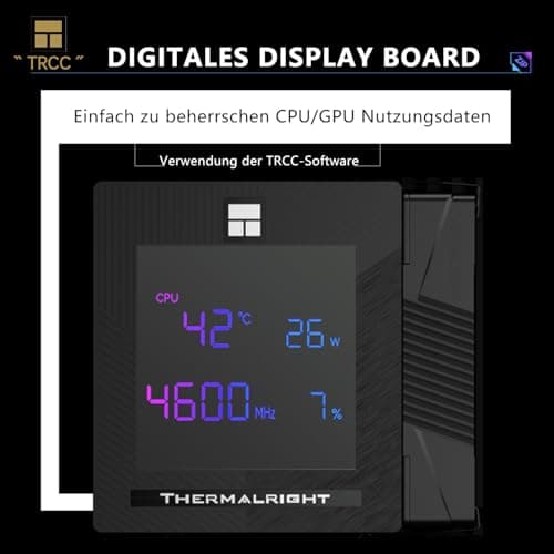 TR-Thermalright Phantom Spirit 120 Digital EVO CPU Kühler,Doppelturm mit 7 Wärmerohren,Dual PWM-Lüfter-2150U/min,Digital Display Board Top Cover,für AM5/AM4, Intel lga1851/1700/115x,Schwarz Bild 6