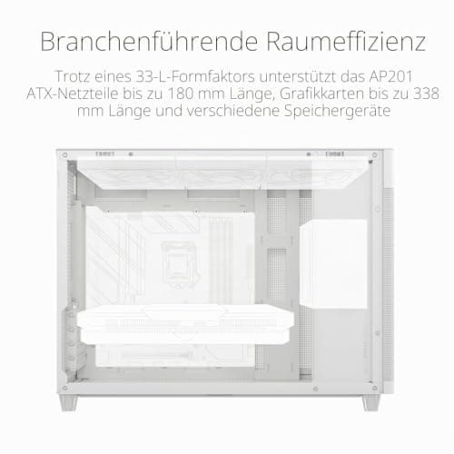 ASUS Prime AP201 MicroATX Gehäuse weiß (33 Liter, unterstützt 280- & 360-mm-Kühler, Grafikkarten bis 338 mm Länge und Standard-ATX-Netzteile) Bild 4