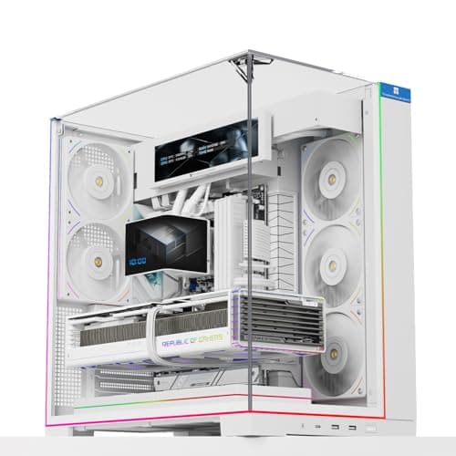 Thermalright A70 Vision Weiß PC Gehäuse mit 9,16-Zoll-Display, Panorama-Sicherheitsglas, ATX-Tower Unterstützt ATX-Mainboard/42cm-Grafikkarten,mit ARGB-Lichtleiste und verstecktem Kabelmanagement Weiß-A70 Vision White Bild 2