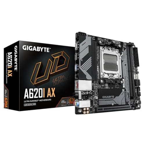 GIGABYTE A620I AX (AM5/ LGA 1718/ AMD/ A620/ Mini-ITX/ 5 Jahre Garantie/ DDR5/ Single M.2/ PCIe 4.0/ USB 3.2 Gen1 Type-C/Realtek Wi-Fi 6E/ Realtek 2.5GbE/ Q-Flash Plus/PCIe EZ-Latch/Motherboard)