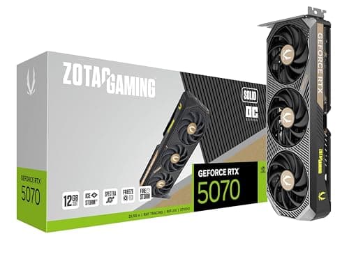ZOTAC Gaming GeForce RTX 5070 Solid OC DLSS 4 12GB GDDR7 192-bit 28Gbps PCIE 5.0 Gaming Grafikkarte, IceStorm 2.0 Kühlung, Spectra RGB Beleuchtung, ZT-B50700J-10P