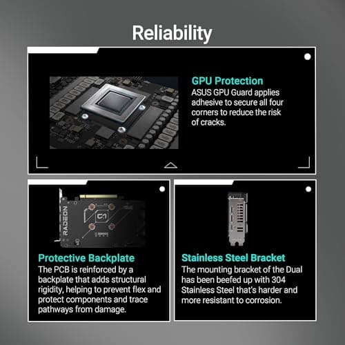 ASUS Dual Radeon RX9060XT 8G GDDR6 Gaming Grafikkarte (AMD Radeon RX9060XT, AMD RDNA 4 Architektur, 2,5-Slot Design, DUAL BIOS, PCIe 5.0, 1x HMDI 2.1b, 2X DisplayPort 2.1a) Bild 8