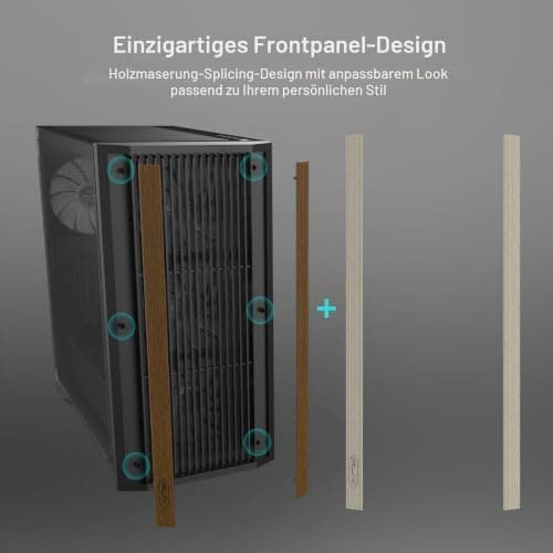 RAIJINTEK AGOS MAX Weiß Mid-Tower PC Gehäuse, Gehärtetes Glas, Holzmaserung Frontpanel, Bewegliche GPU-Halterung, 140mm Lüfter hinten, E-ATX/ATX/M-ATX/Mini-ITX kompatibel 1 Lüfter Weiß Bild 4