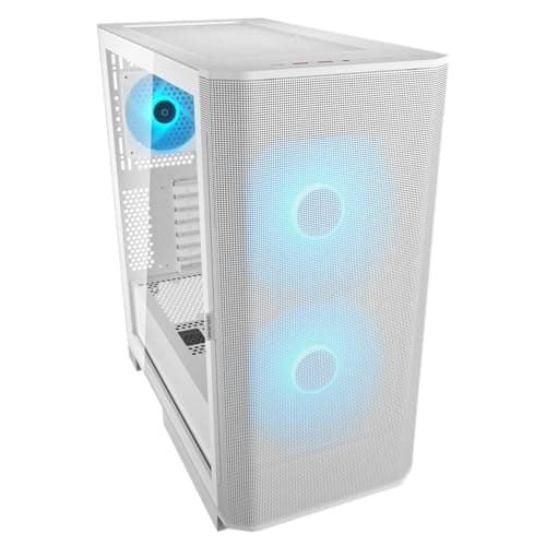 COUGAR AIRFACE Flow, Mid-Tower-Gehäuse, bis zu 10 Lüfter unterstützbar, 2 x 180-mm-ARGB-PWM-Lüfter an der Front, kompatibel mit bis zu 360-mm-AIO-Kühlung, 190-mm-Aircooler (Weiß) Bild 4