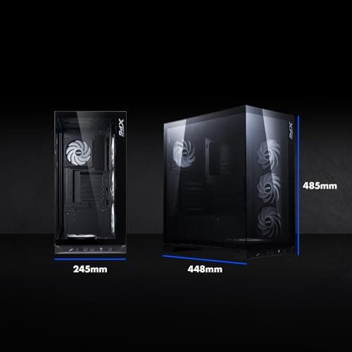 XPG Invader X BTF Midi Tower PC-Gehäuse Schwarz – ATX/mATX/Mini-ITX, 5× ARGB 120mm Lüfter vorinstalliert, Reverse-Connector kompatibel, Tempered Glass, bis 400mm GPU, 360mm Radiator Bild 5