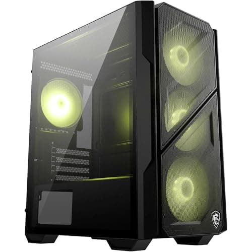 MAG Forge M110R Airflow - Mini-Tower PC-Gehäuse - Hoher Luftstrom, Micro-ATX-Kapazität, 240 mm Radiator-Unterstützung, Vier vorinstallierte ARGB-Lüfter, gehärtetes Glas-Seitenteil - Schwarz