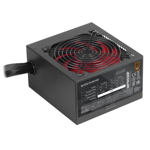 Mars Gaming MPIII550P, ATX-Netzteil 550W, 5 Jahre Garantie, APFC, 120 mm FDB-Lüfter AI-RPM, SMD-Technologien, Japanische 105º-Kondensatoren, Ummantelte Premium-Kabel, Schwarz Bild 4