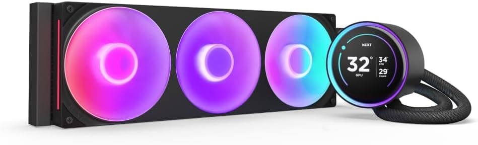 NZXT Kraken Serie – AIO CPU-Flüssigkeitskühler – Anpassbares LCD-Display – Hochleistungs-Lüfter – Kompatibel mit Intel® & AMD® Sockel – Elite 360 RGB – Schwarz Kraken Elite RGB 2024 360mm Schwarz Bild 7