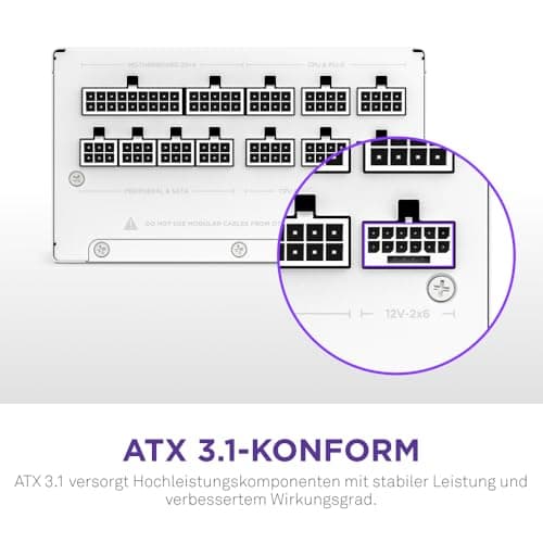 NZXT C850 Gold ATX 3.1 - Vollständig modulares, geräuscharmes PC-Gaming-Netzteil - 850 Watt - 80 Plus Gold - 12V-2x6-Anschluss - Zero Fan-Modus - 100% japanische Kondensatoren - Weiß 850W 80 Plus Gold ATX 3.1 Weiß Bild 5