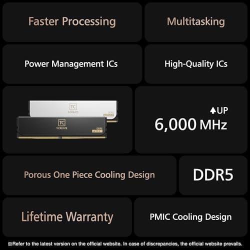 RAM Team D5 6400 96GB C32 T-Create Expert Black K2 96GB (48GBx2) DDR5 6400MHz CL32-39-39-84 Schwarz - UDIMM Bild 5