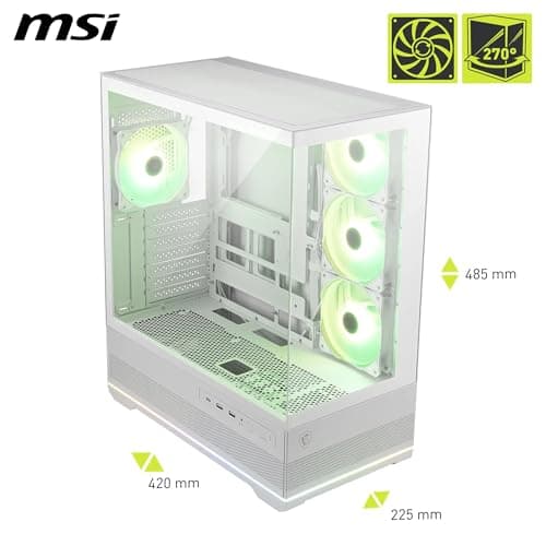 MSI MAG PANO 110R PZ Weiß – Mid-Tower-Gaming-PC-Gehäuse – Unterstützt GPUs mit Einer Länge von bis zu 400 mm, herausnehmbare Staubfilter, USB 20 Gbit/s (Typ C), Back-Connect-ATX- und Micro-ATX Bild 4
