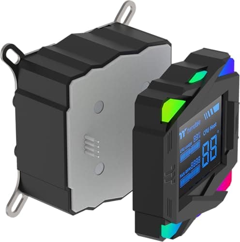 Thermaltake LA240-S ARGB Sync AIO Wasserkühlung 240mm – 2,4" Segment-LCD Display Wasserblock für CPU Temperatur und Auslastung, 2×120mm PWM ARGB Lüfter bis 2500 RPM, Intel/AMD (LGA1700/AM5), Schwarz Bild 4