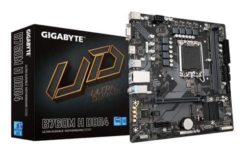 GIGABYTE B760M H DDR4 Motherboard - Unterstützt Intel Core 14. Generation CPUs, 6+1+1 Phasen Digital VRM, bis zu 3200MHz DDR4 (OC), 2xPCIe 4.0 M.2, GbE LAN, USB 3.2 Gen1