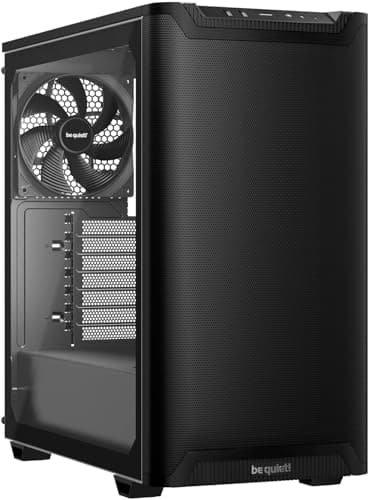 be quiet! Pure Base 501 Airflow Window Black PC-Gehäuse, 2 vorinstallierte Pure Wings 3 140mm PWM-Lüfter, hoher statischer Druck, USB 3.2 Gen. 2 Type C, geräumiges Design, Seitenfenster aus Temperglas
