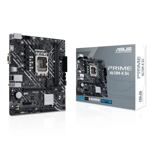 ASUS Prime H610M-K D4 Gaming Mainboard Sockel Intel LGA 1700 (Intel H610, mATX, DDR4 Speicher, PCIe 4.0, M.2, COM Header, RGB Header)